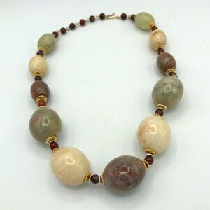 Vintage Plastic Large Beads long Strand Necklace signed Hong Kong